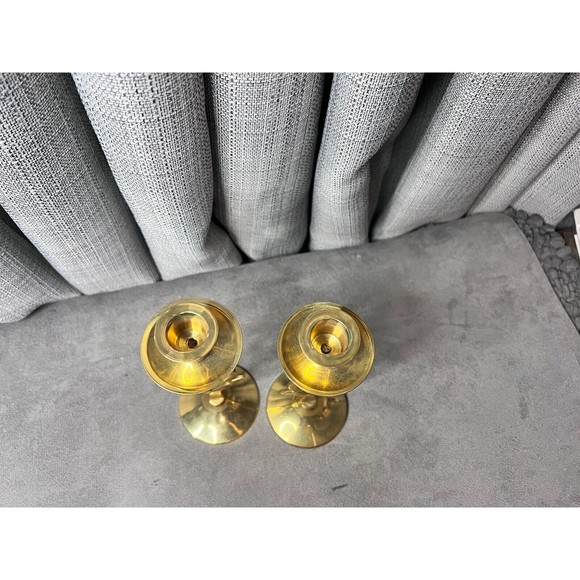 Brass Solid JOY Dinner Candle Stick Holders 8" Pair International Silver Company - Picture 4 of 8